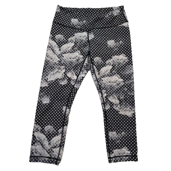 Lululemon Wunder Under Crop II Luon Dottie Dream Rose Neutral Blush Black Size 8 - Picture 6 of 15